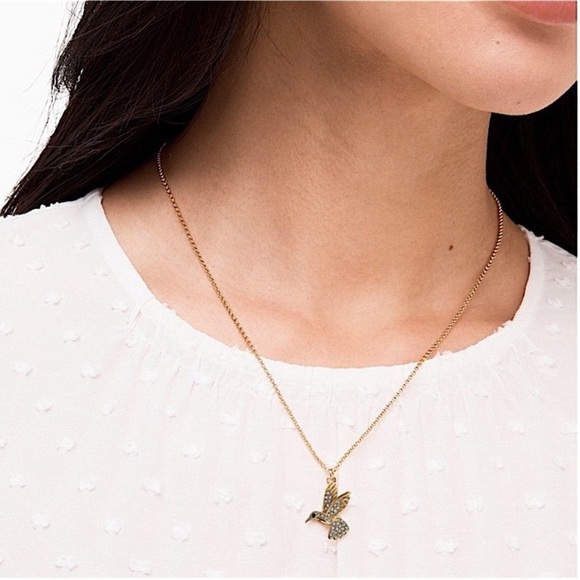 KATE SPADE • Grandma’s Closet Gold Hummingbird Necklace & Earrings Matching Set - Picture 4 of 11